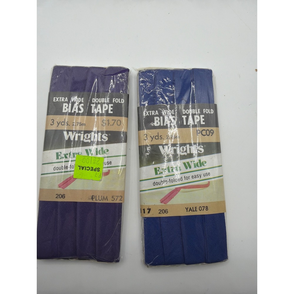 Vintage Wrights Extra Wide Double Fold Bias Tape Lot 2 Plum 572 Yale 078 6 Yards